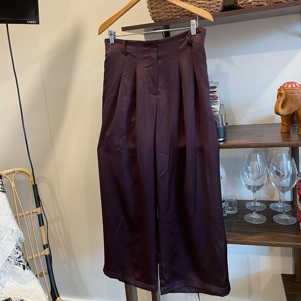 Burgundy Silk Pants